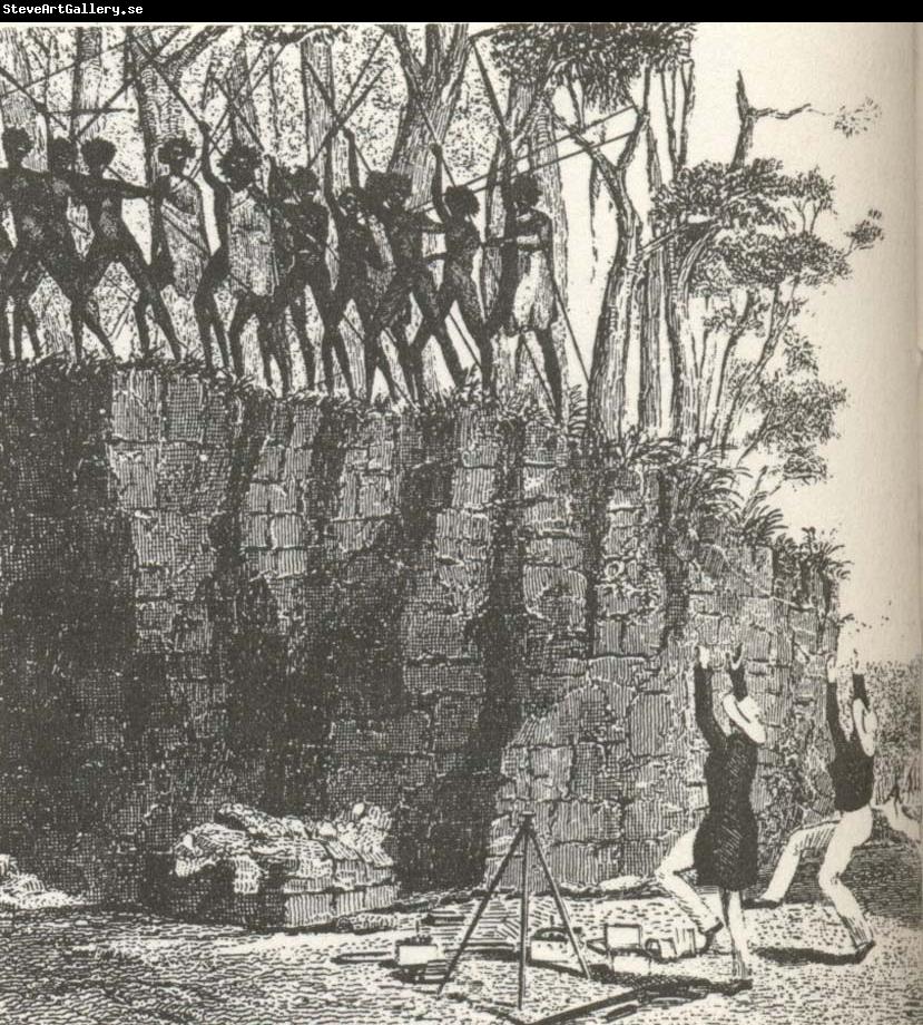 william r clark tva officerare fran  orlogsfartyget beagle tvingas att dansa for att radda sina liv vid en land stigning pa australiens nordkust 1837-43.